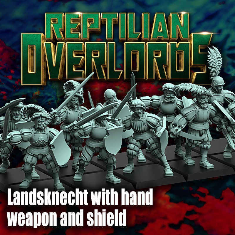 HRE Landsknecht Handweapon and Shield x10 - Reptilian Overlords (Custom Order) - product image 1 of 6
