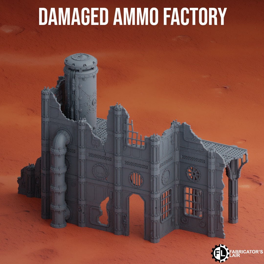 Damaged Ammo Factory Wargaming Terrain 28mm - Printed on FDM Bambu Lab X1 Carbon (Custom Order) - product image 1 of 4