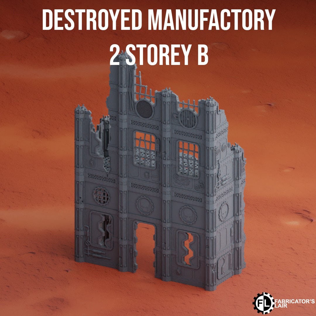 Damaged Manufactory Wargaming Terrain 28mm - Printed on FDM Bambu Lab X1 Carbon (Custom Order) - product image 5 of 8