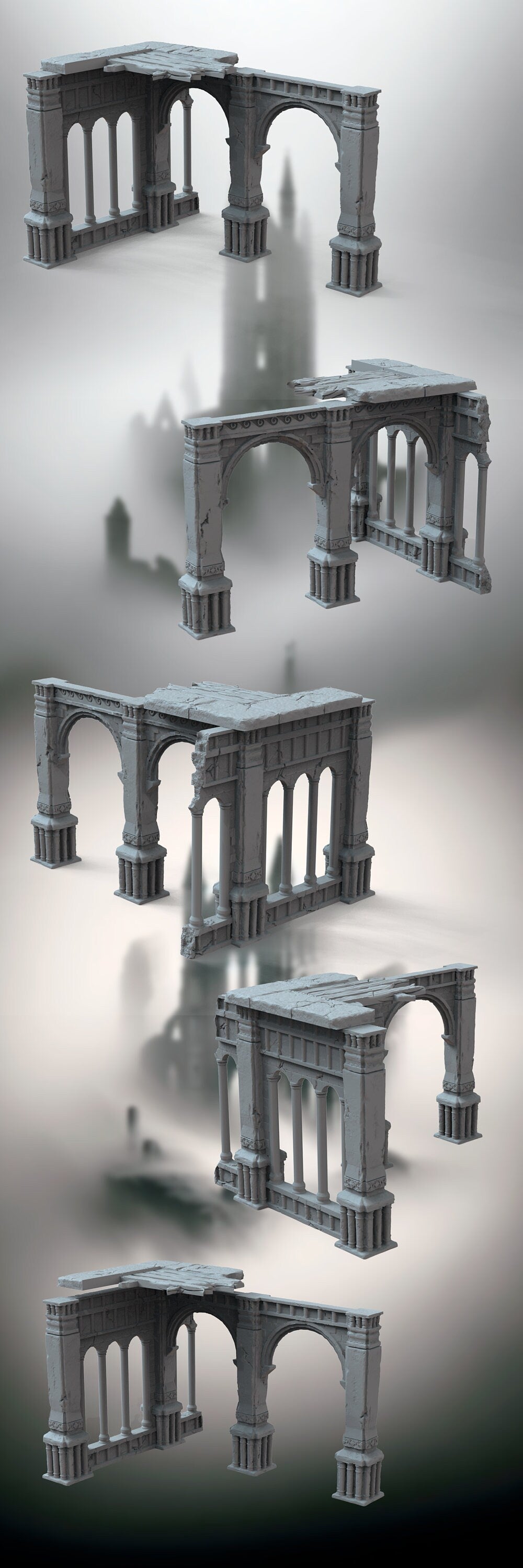 Gothic Ruins Set 6 Wargaming Terrain 28mm - Printed on FDM Bambu Lab X1 Carbon (Custom Order) - product image 2 of 6
