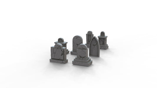 Gothic Ruins Grave Stones x7 Wargaming Terrain 28mm - Printed on FDM Bambu Lab X1 Carbon (Custom Order) - product image