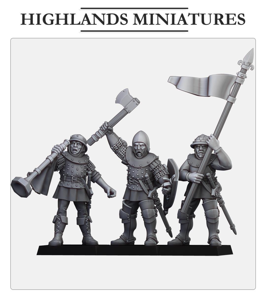 Highland Miniatures Gallia Shooters Command Group x3 - Fantasy / D&D (Custom Order) - product image 1 of 2