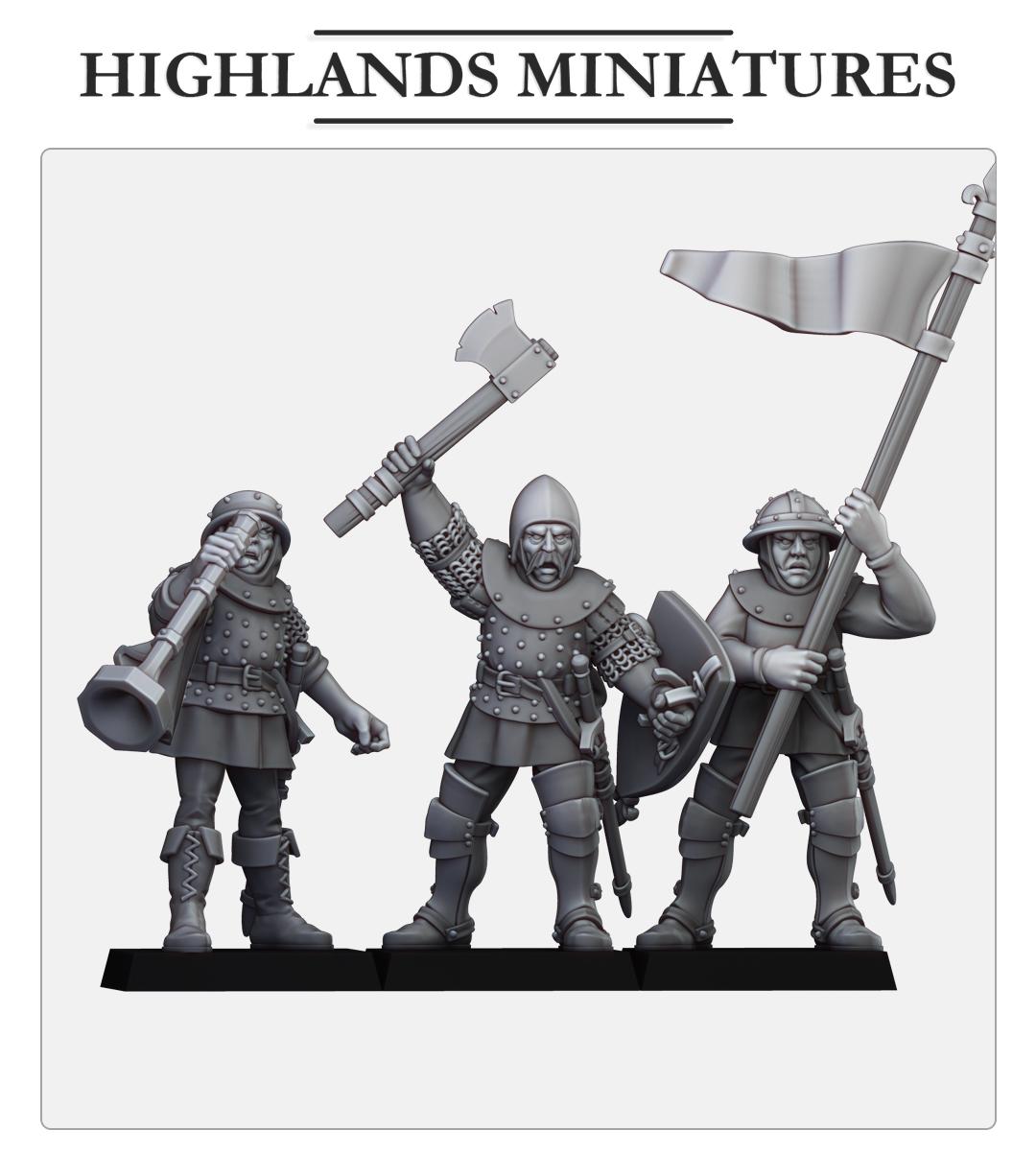 Highland Miniatures Gallia Shooters Command Group x3 - Fantasy / D&D (Custom Order) - product image 2 of 2