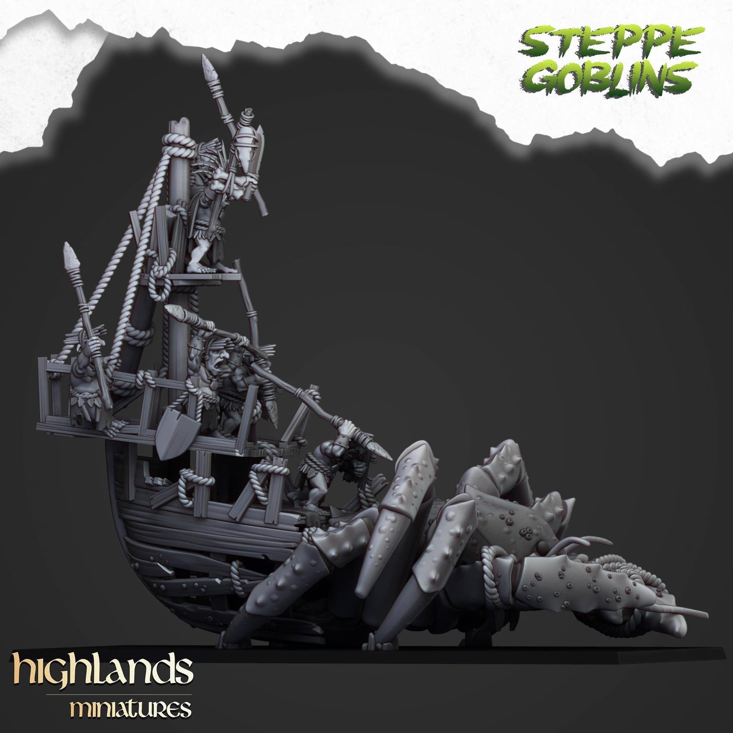 Highland Miniatures Mounted Coast Goblins on Giant Crab - Fantasy / D&D (Custom Order) - product image 2 of 5