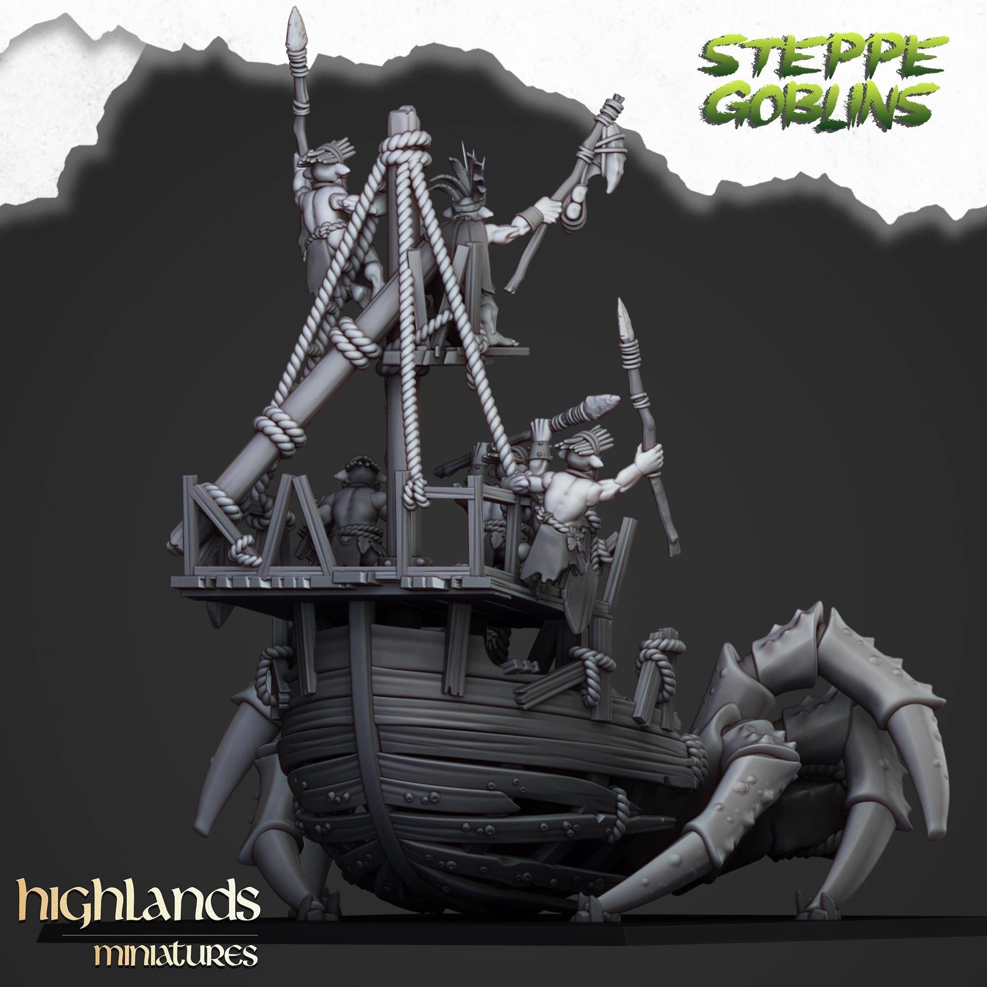 Highland Miniatures Mounted Coast Goblins on Giant Crab - Fantasy / D&D (Custom Order) - product image 4 of 5