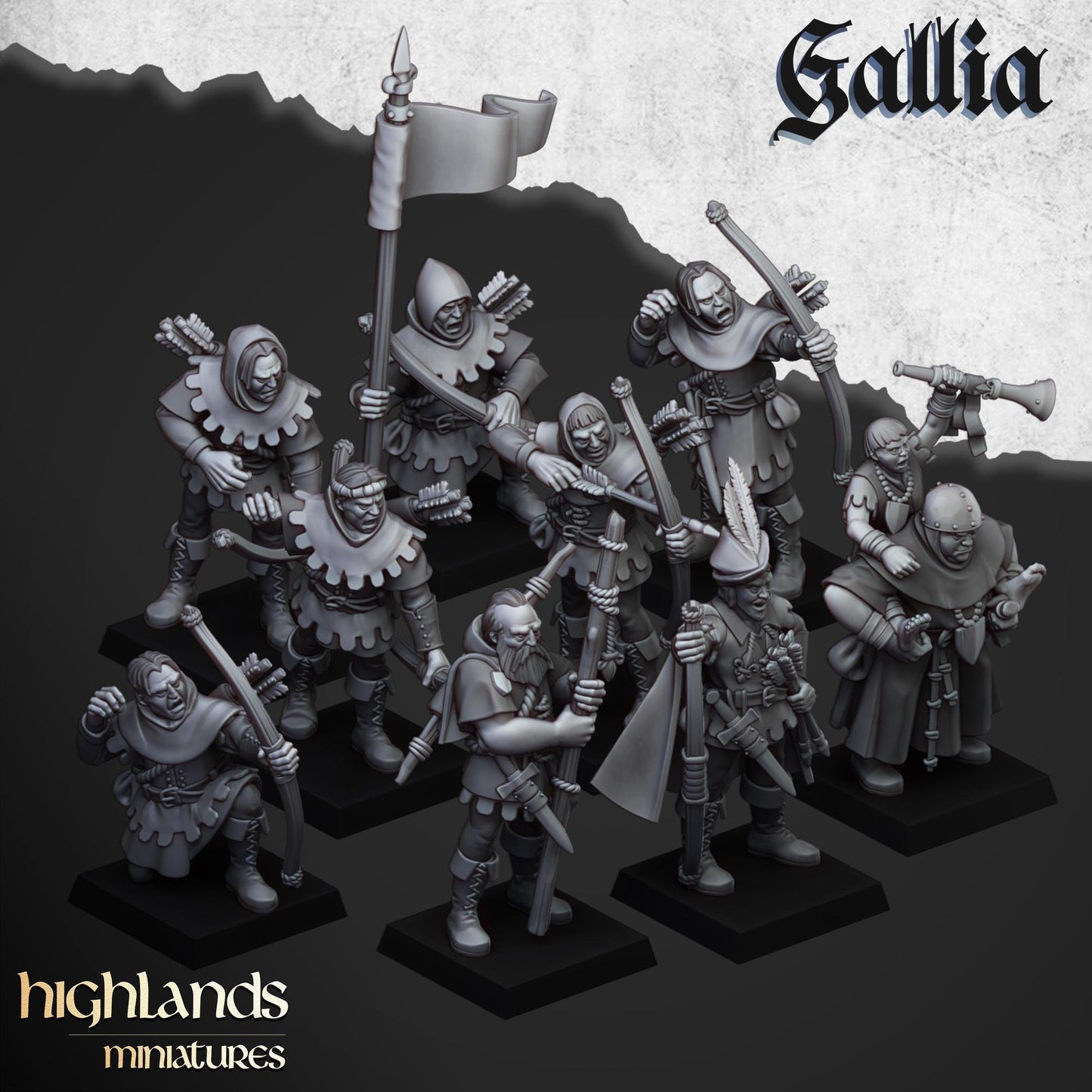 Highland Miniatures Robin Hood and the Sherwood Archers - Fantasy / D&D (Custom Order) - product image
