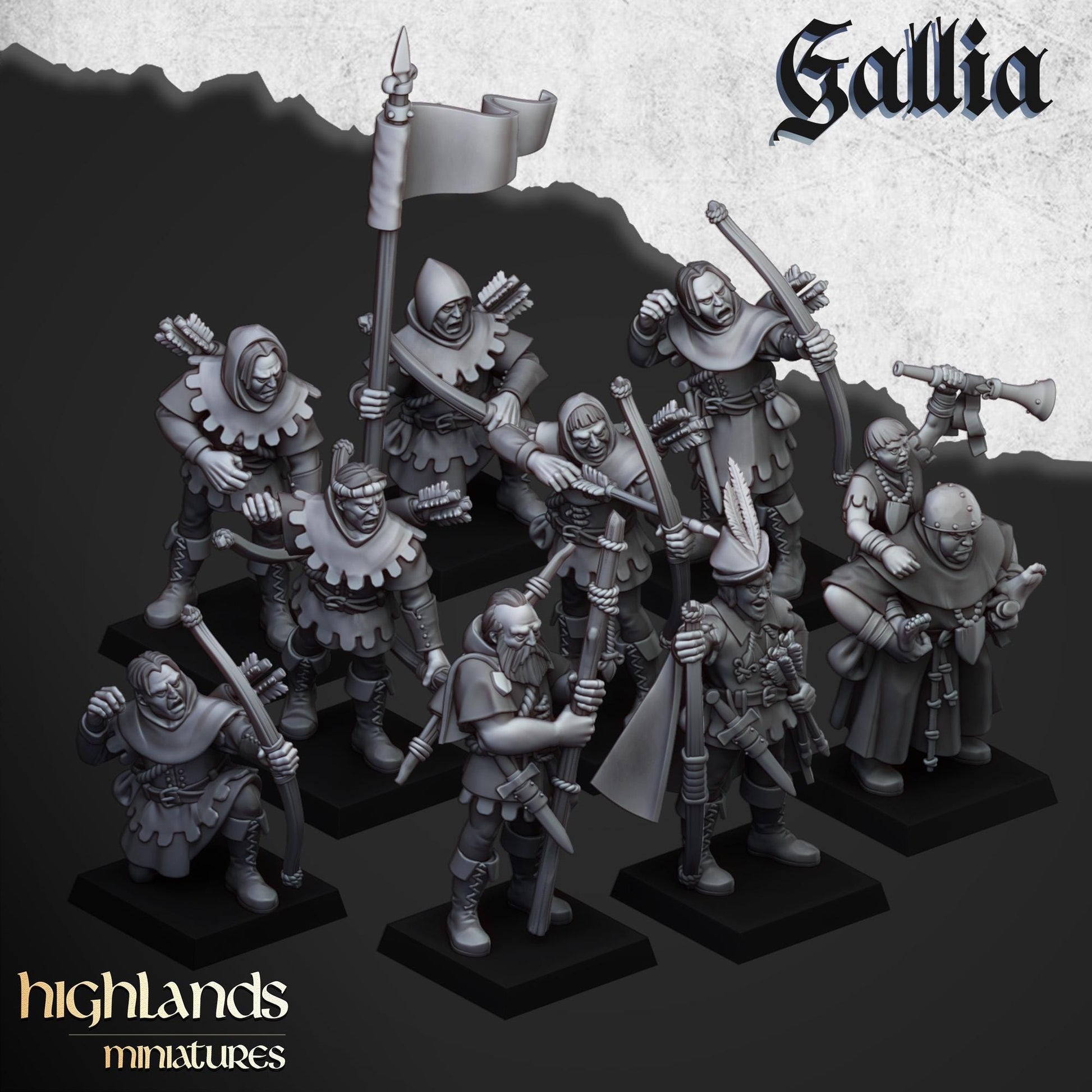 Highland Miniatures Robin Hood and the Sherwood Archers - Fantasy / D&D (Custom Order) - product image