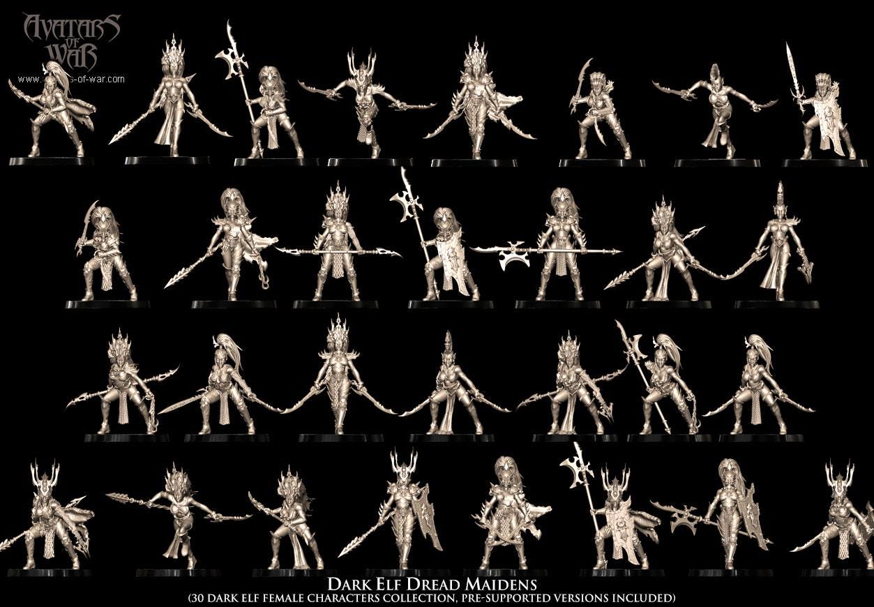 Avatars of War Dark Elf Dread Maidens - Fantasy / D&D (Custom Order) - product image 1 of 6