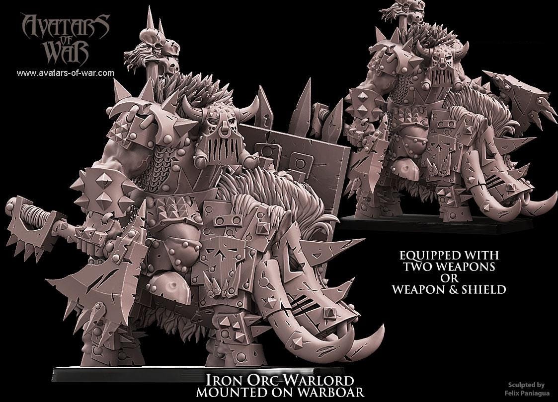 Avatars of War Iron Orc Warlord on Warboar - Fantasy / D&D (Custom Order) - product image 1 of 2