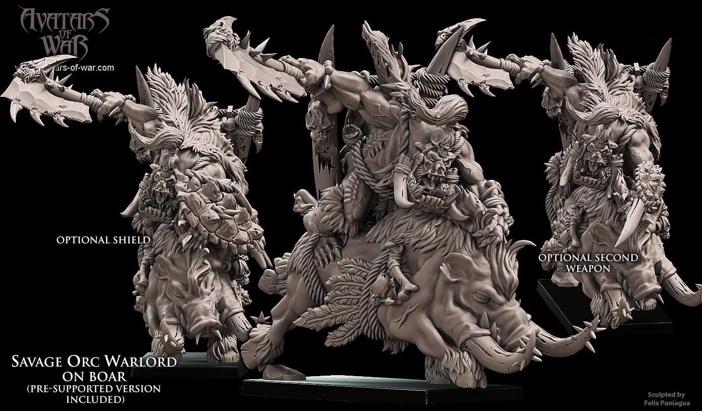 Avatars of War Savage Orc Warlord on Boar - Fantasy / D&D (Custom Order) - product image 1 of 3