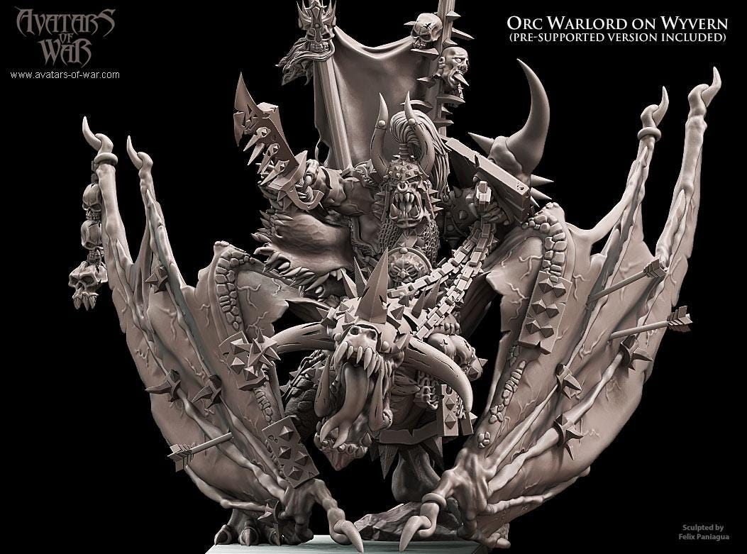 Avatars of War Orc Warlord mounted on Wyvern - Fantasy / D&D (Custom Order) - product image 2 of 4
