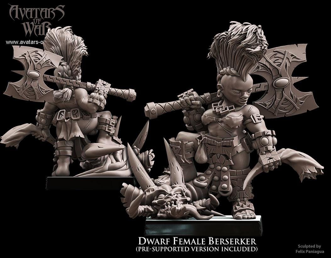 Avatars of War Dwarf Female Berserker with Great Weapon - Fantasy / D&D (Custom Order) - product image 2 of 3