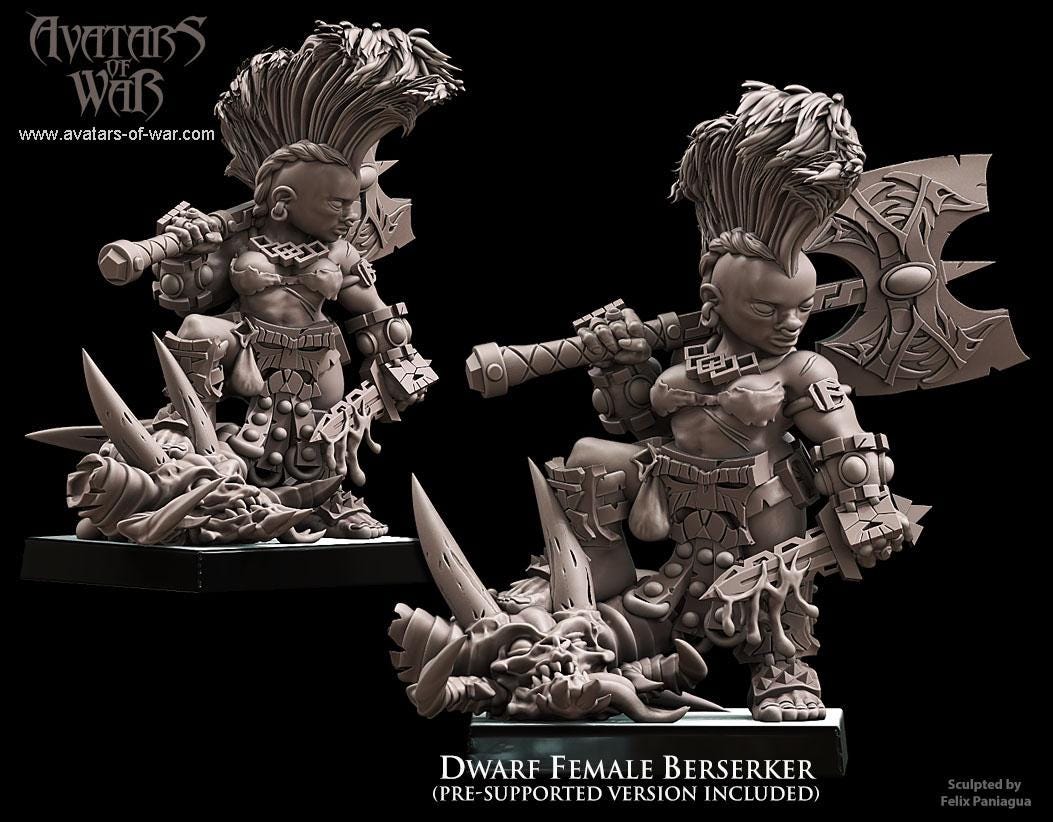Avatars of War Dwarf Female Berserker with Great Weapon - Fantasy / D&D (Custom Order) - product image 3 of 3
