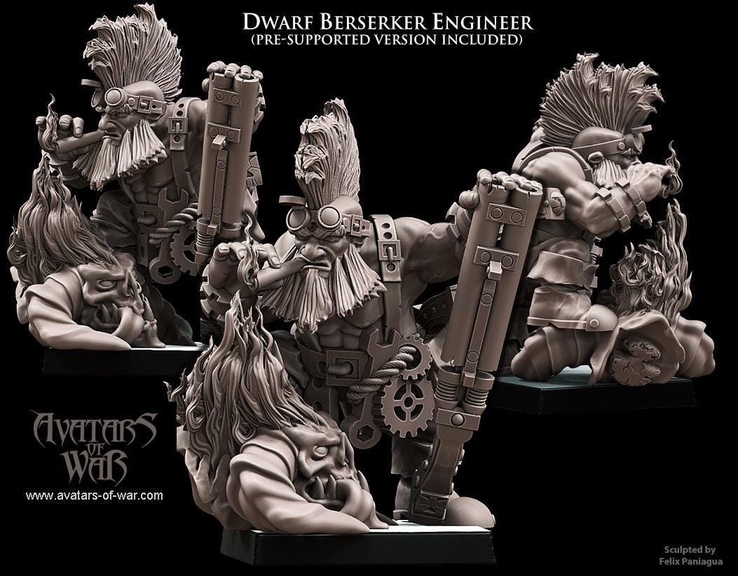 Avatars of War Dwarf Berserker Engineer - Fantasy / D&D (Custom Order) - product image 1 of 2