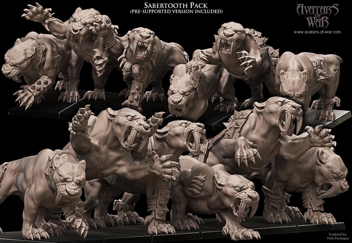 Avatars of War Sabertooth Tigers - Fantasy / D&D (Custom Order) - product image 1 of 2