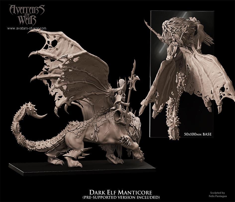 Avatars of War Dark Elf Manticore - Fantasy / D&D (Custom Order) - product image 3 of 3