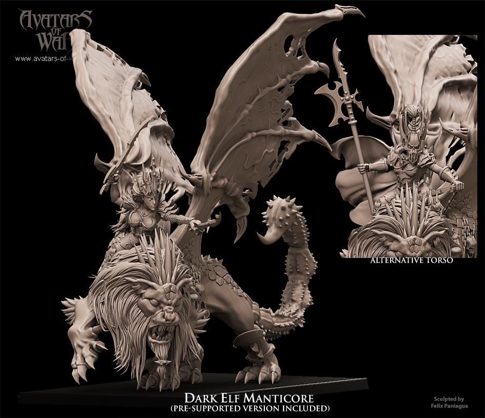 Avatars of War Dark Elf Manticore - Fantasy / D&D (Custom Order) - product image 2 of 3