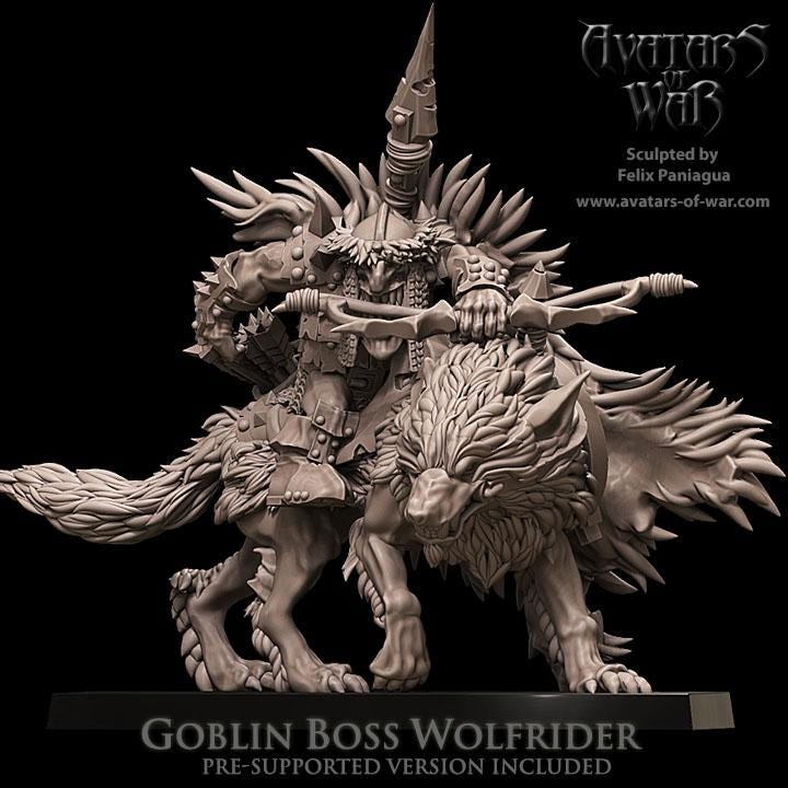 Avatars of War Goblin Boss Wolfrider - Fantasy / D&D (Custom Order) - product image