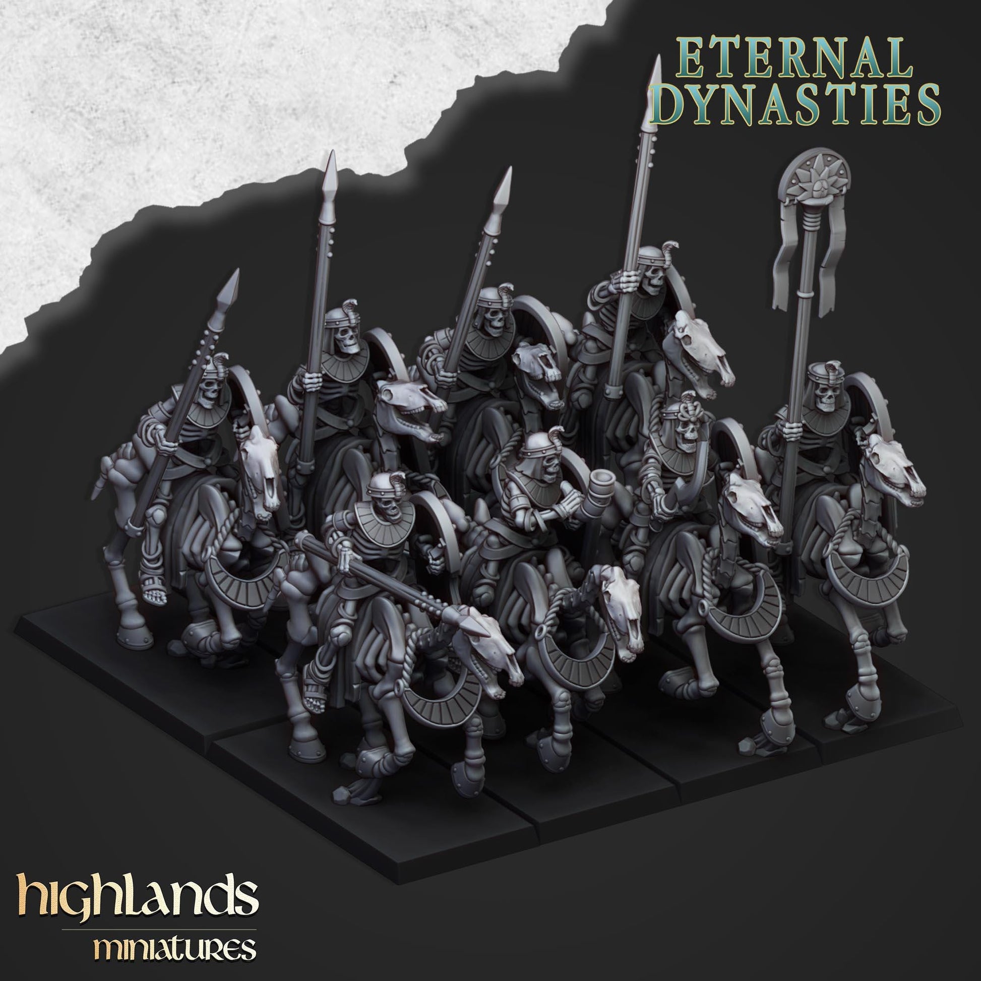 Highland Miniatures Ancient Skeletal Cavalry with Spears or Bows - Fantasy / D&D (Custom Order) - product image 2 of 2