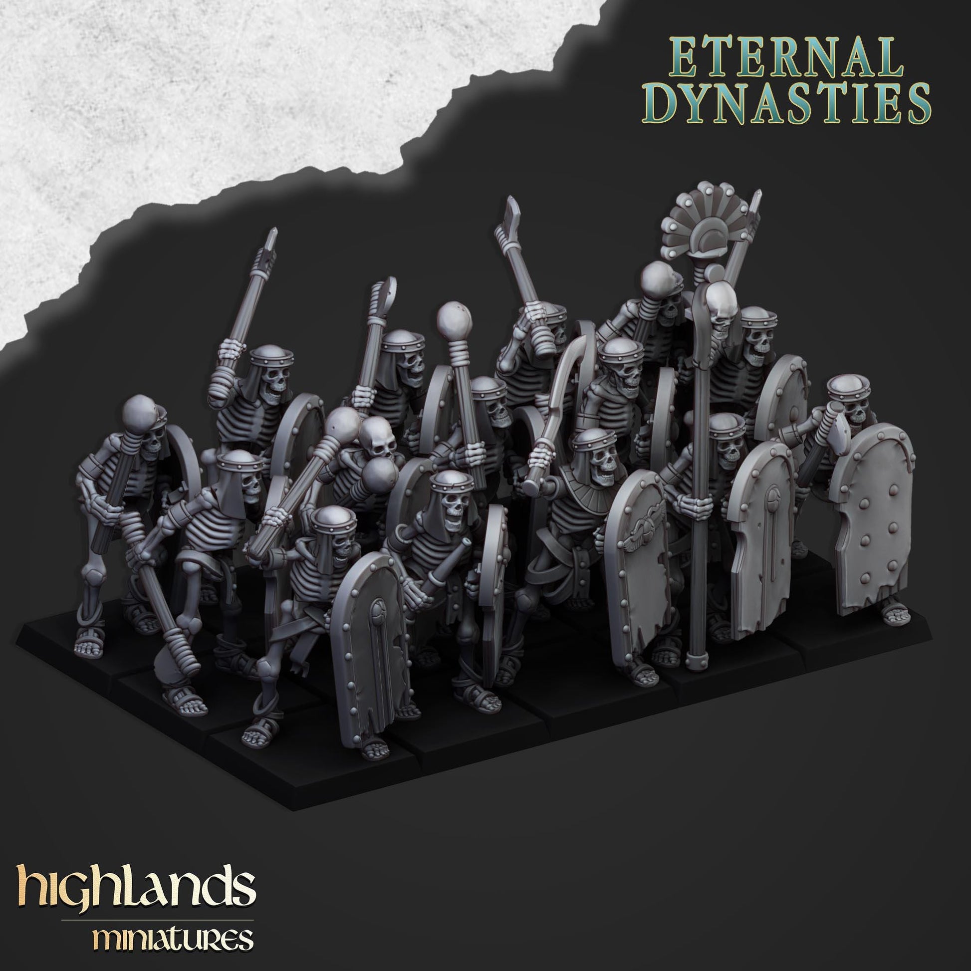 Highland Miniatures Ancient Skeletons with Spears or Hand Weapons - Fantasy / D&D (Custom Order) - product image 2 of 2