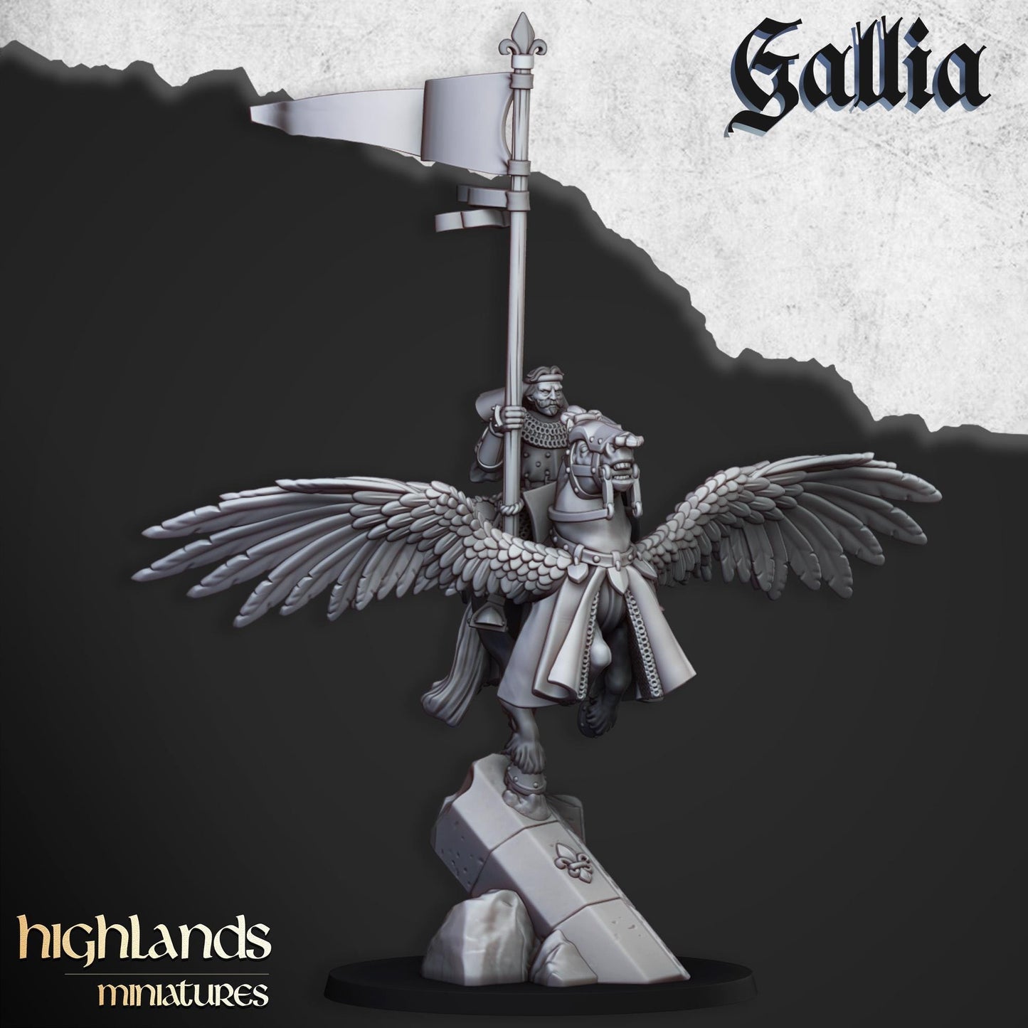 Highland Miniatures Gallia Knights on Pegasus - Fantasy / D&D (Custom Order) - product image 3 of 7