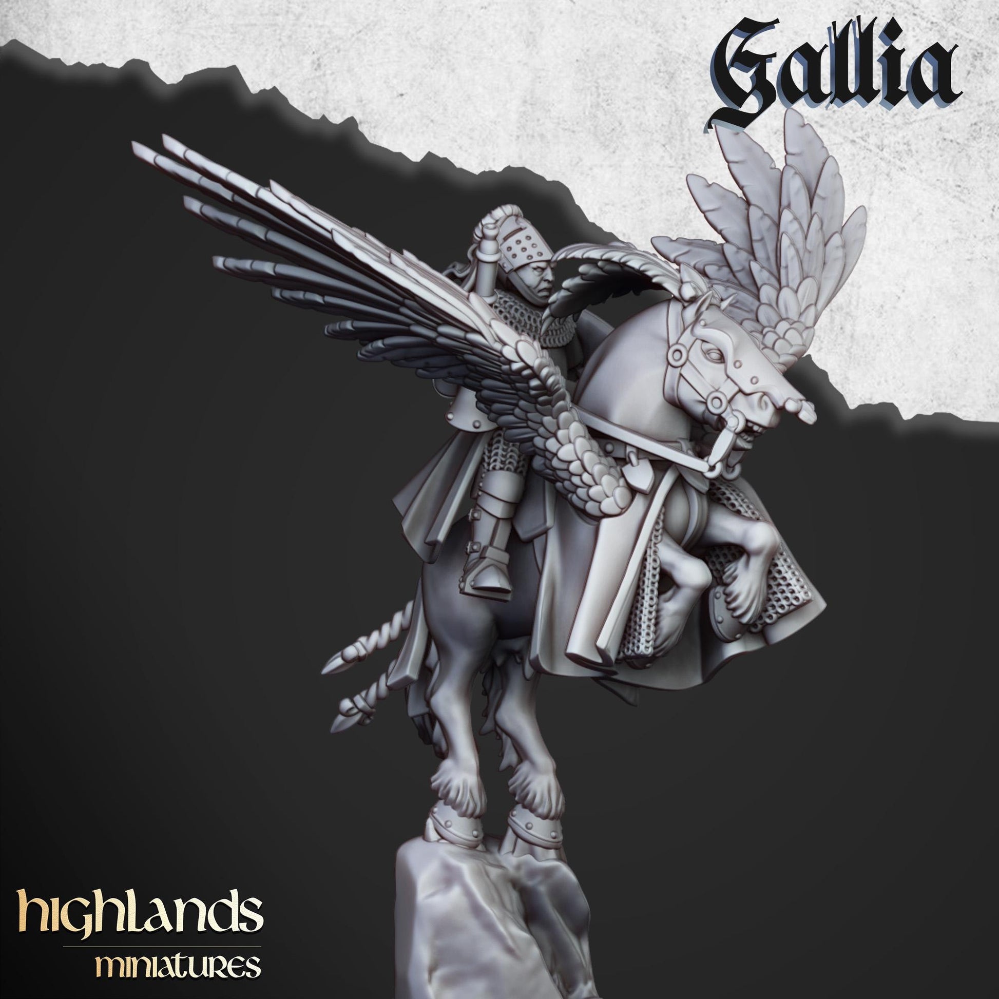 Highland Miniatures Gallia Knights on Pegasus - Fantasy / D&D (Custom Order) - product image 4 of 7