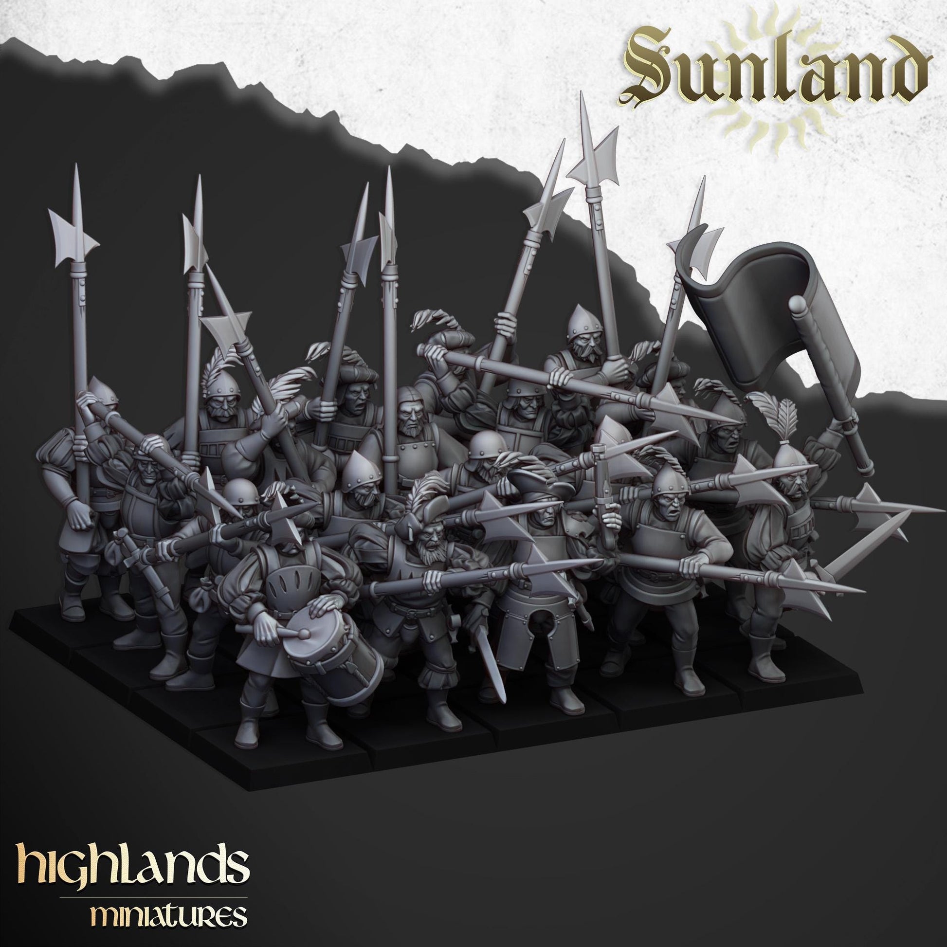 Highland Miniatures Sunland Troops with Halberds or Spears - Fantasy / D&D (Custom Order) - product image 1 of 2