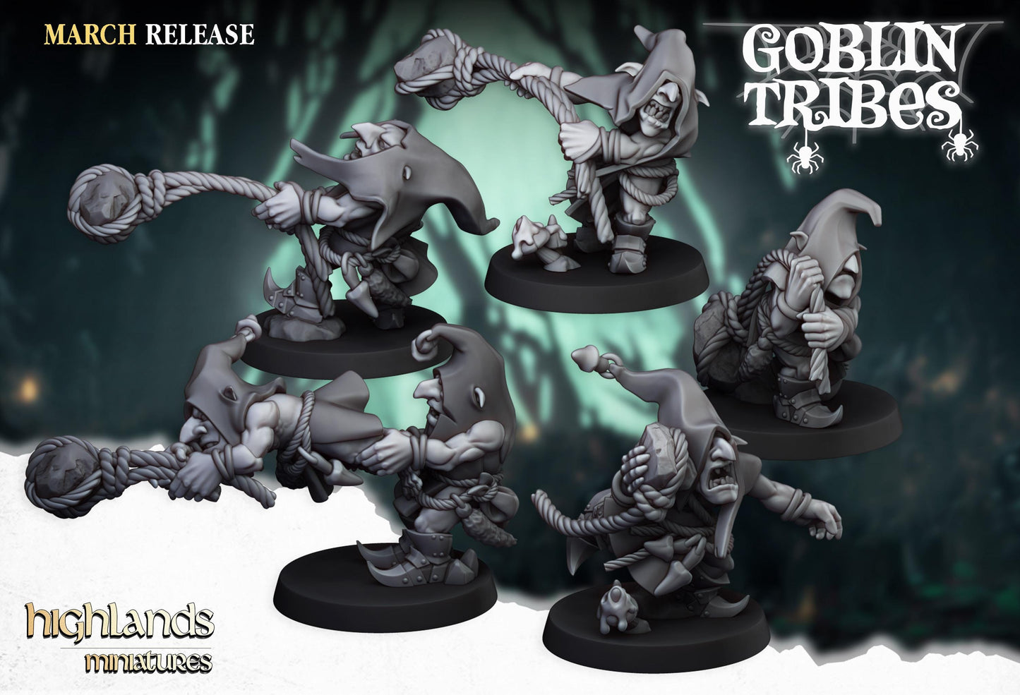 Highland Miniatures Swamp Goblins Stonethrowers Fanatics - Fantasy / D&D (Custom Order) - product image 1 of 6
