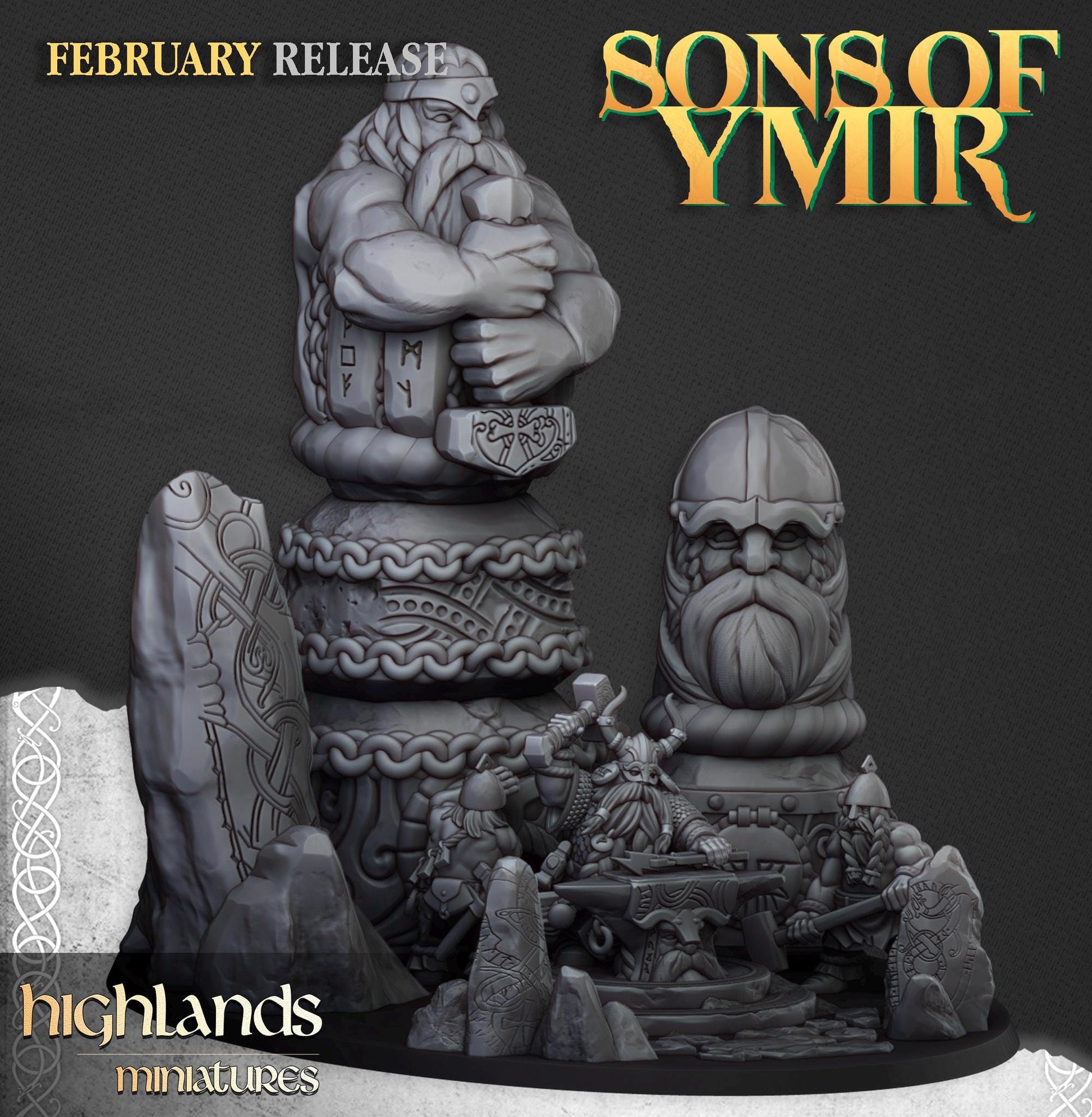 Highland Miniatures Ancient Dwarf Forge and Great Dwarf Runemaster - Fantasy / D&D (Custom Order) - product image 2 of 2