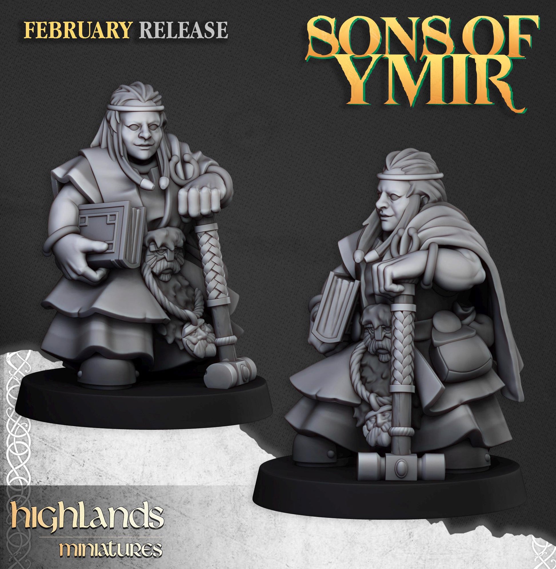 Highland Miniatures Dwarf Runepriests - Fantasy / D&D (Custom Order) - product image 2 of 2