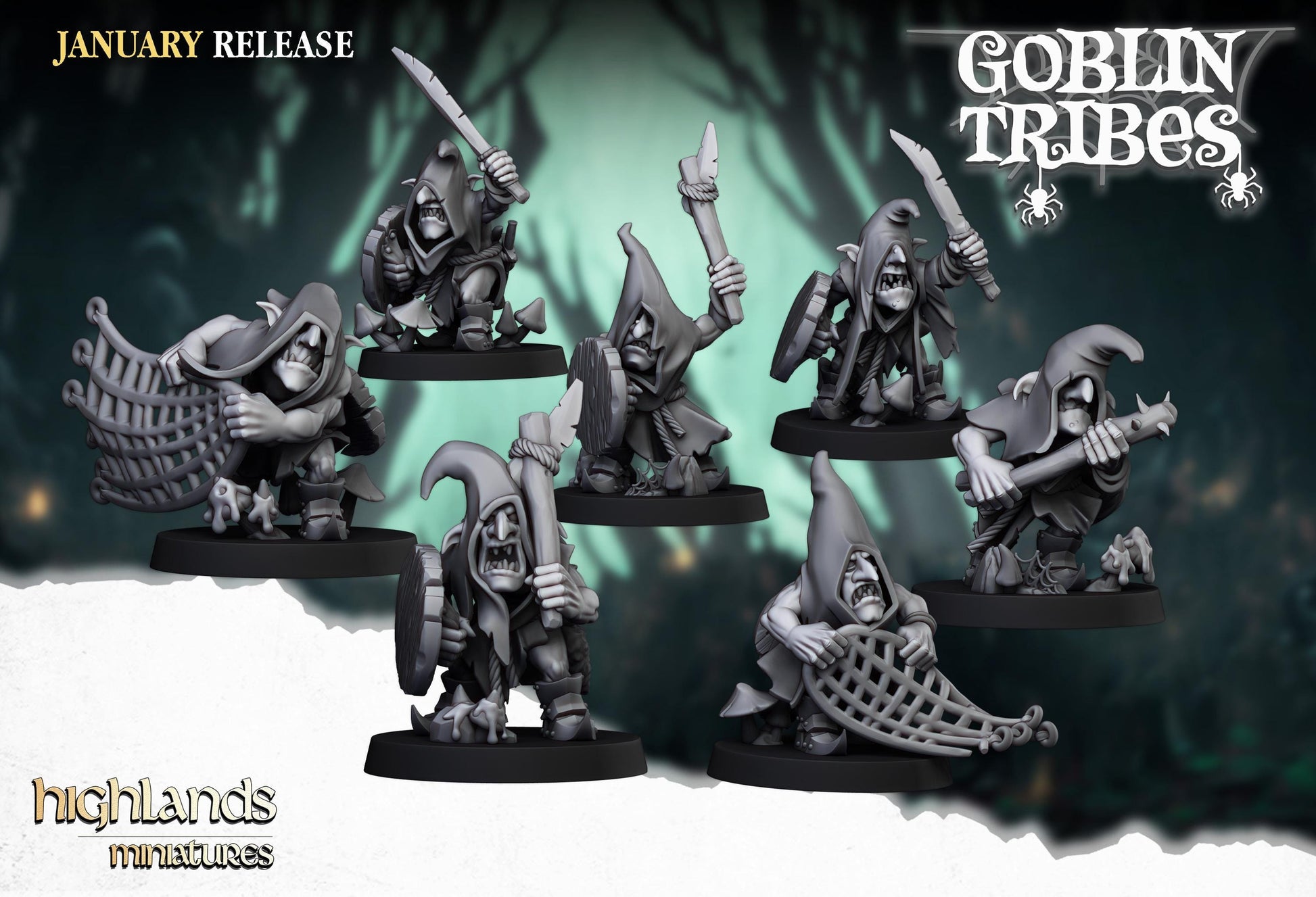 Highland Miniatures Swamp Goblins with Hand Weapons or Spears - Fantasy / D&D (Custom Order) - product image 3 of 3