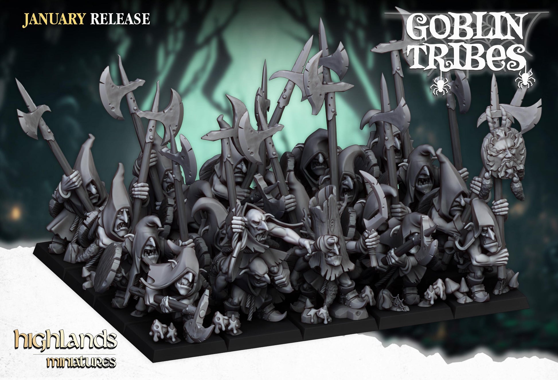 Highland Miniatures Swamp Goblins with Hand Weapons or Spears - Fantasy / D&D (Custom Order) - product image 1 of 3