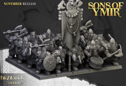Highland Miniatures Dwarf Huscarls Unit - Fantasy / D&D (Custom Order) - product image 2 of 2