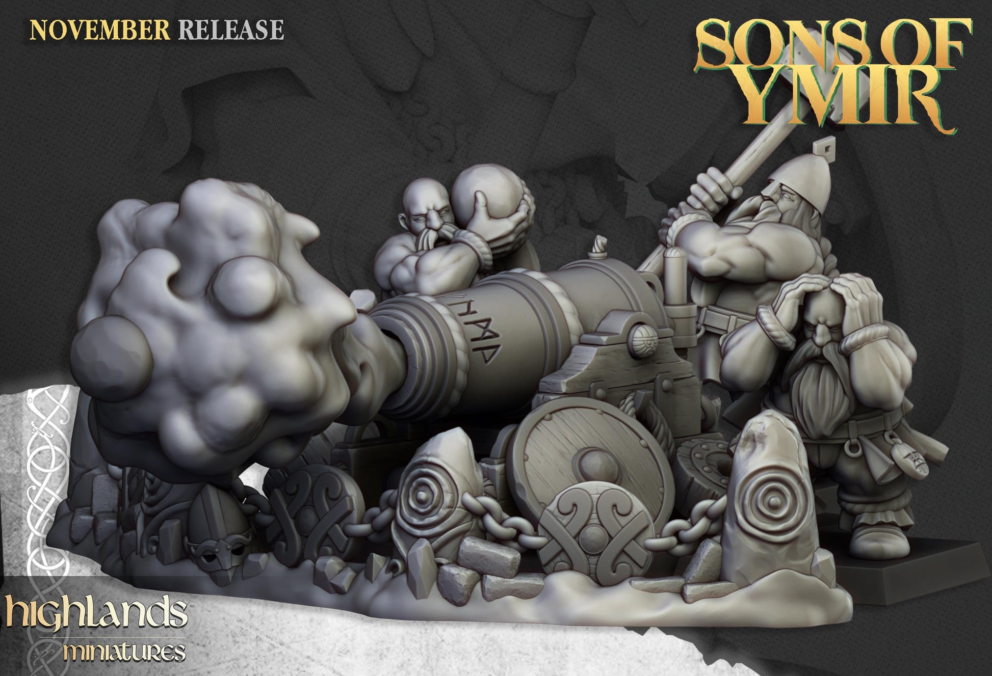 Highland Miniatures Dwarf Cannon - Fantasy / D&D (Custom Order) - product image 2 of 2