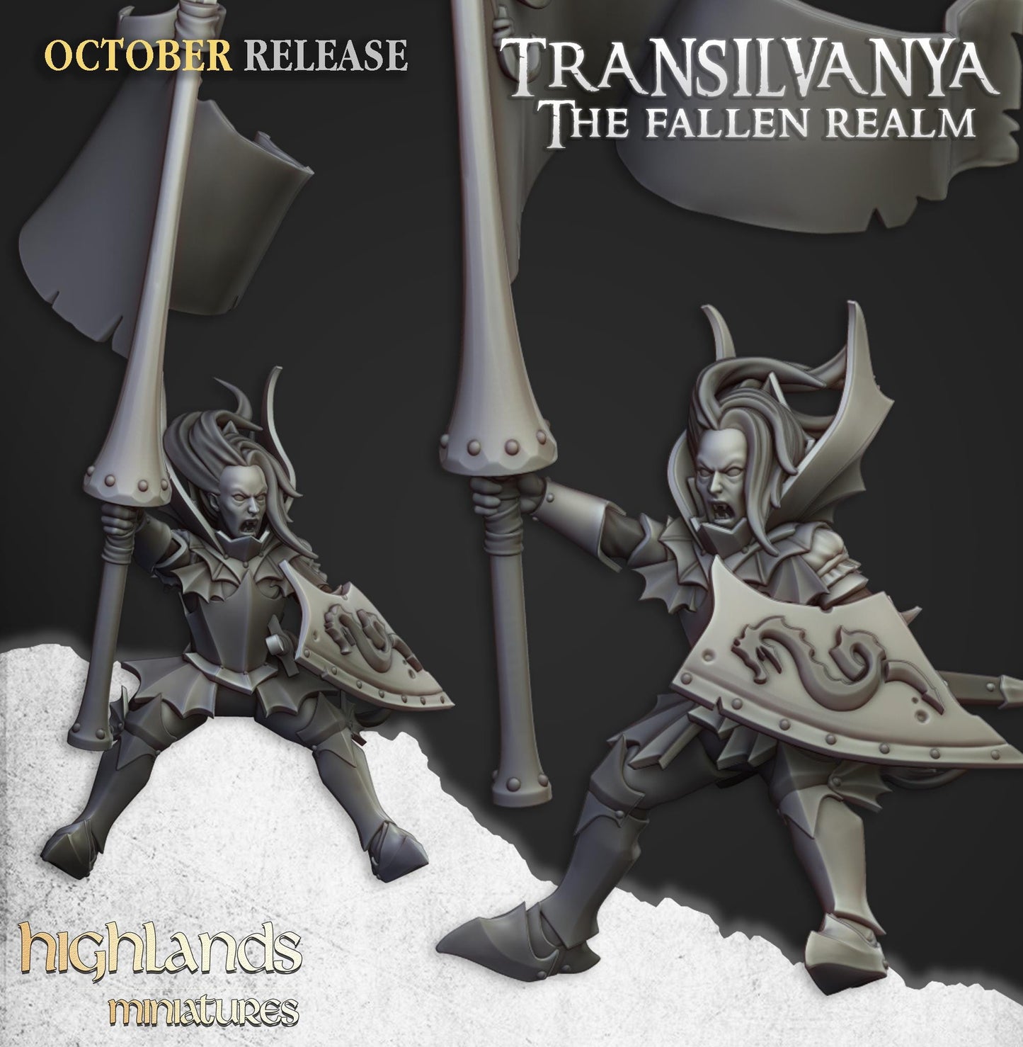 Highland Miniatures Transilvanya Vampire Lady on Zombie Dragon - Fantasy / D&D (Custom Order) - product image 5 of 5