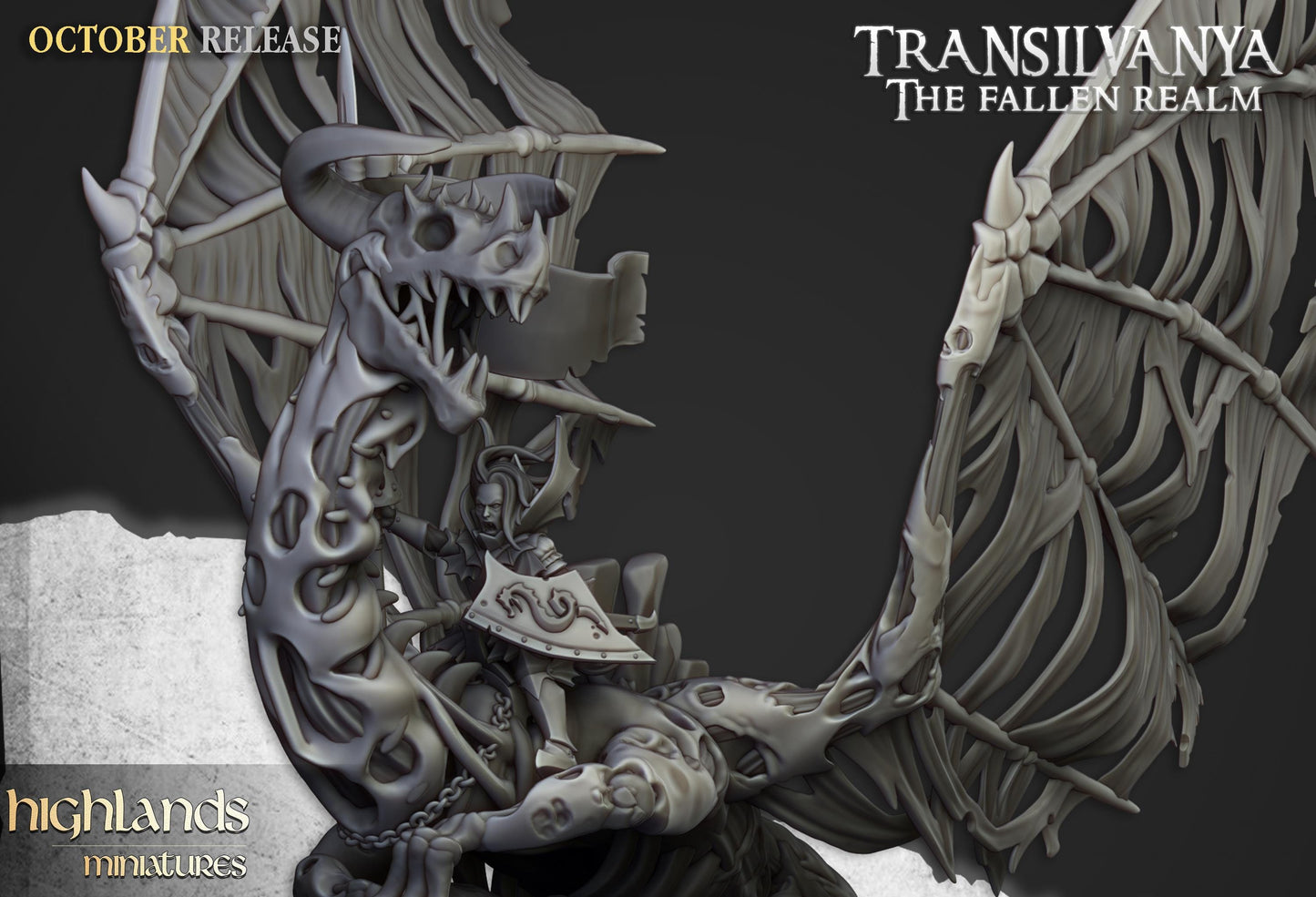 Highland Miniatures Transilvanya Vampire Lady on Zombie Dragon - Fantasy / D&D (Custom Order) - product image 4 of 5