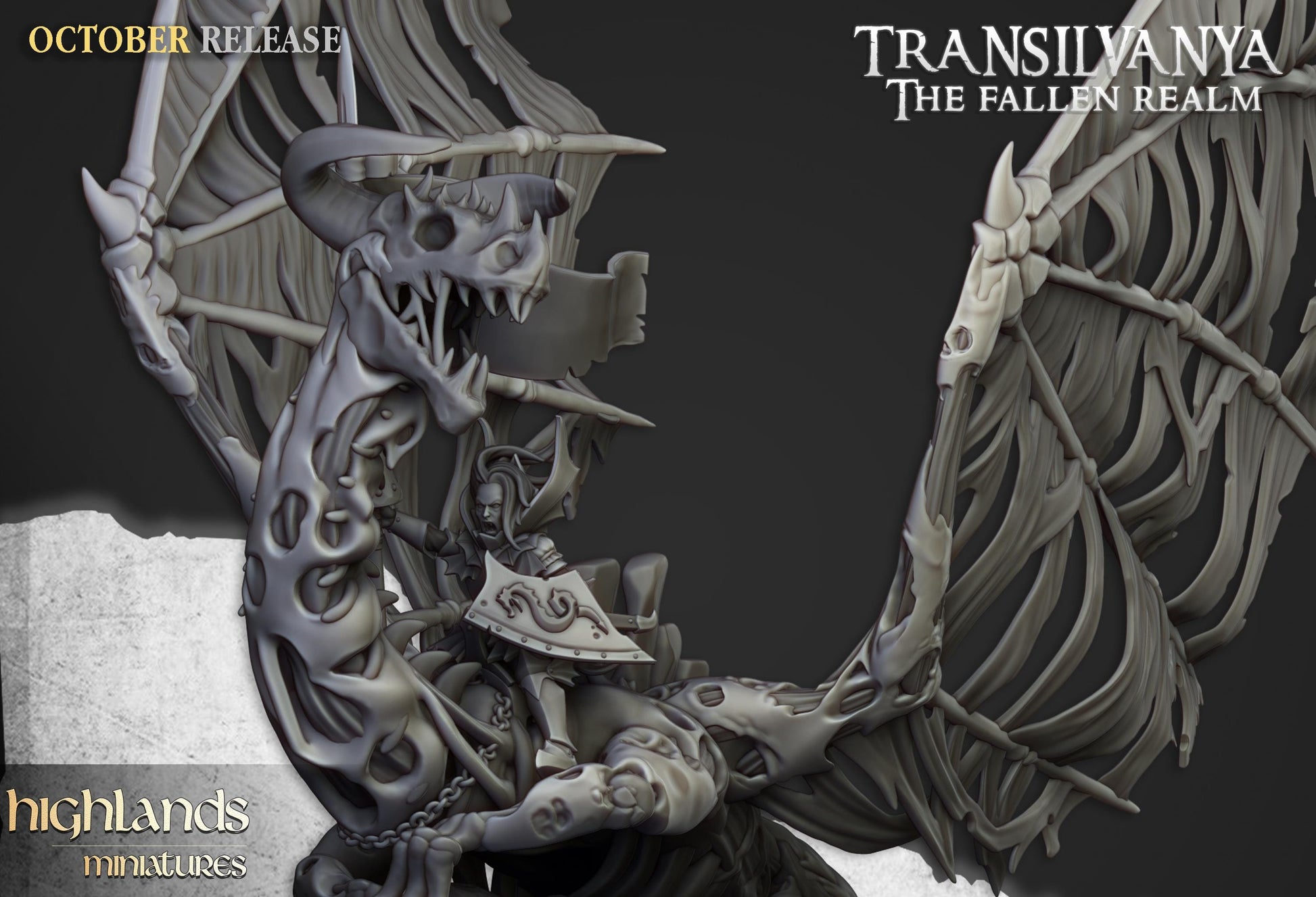 Highland Miniatures Transilvanya Vampire Lady on Zombie Dragon - Fantasy / D&D (Custom Order) - product image 4 of 5