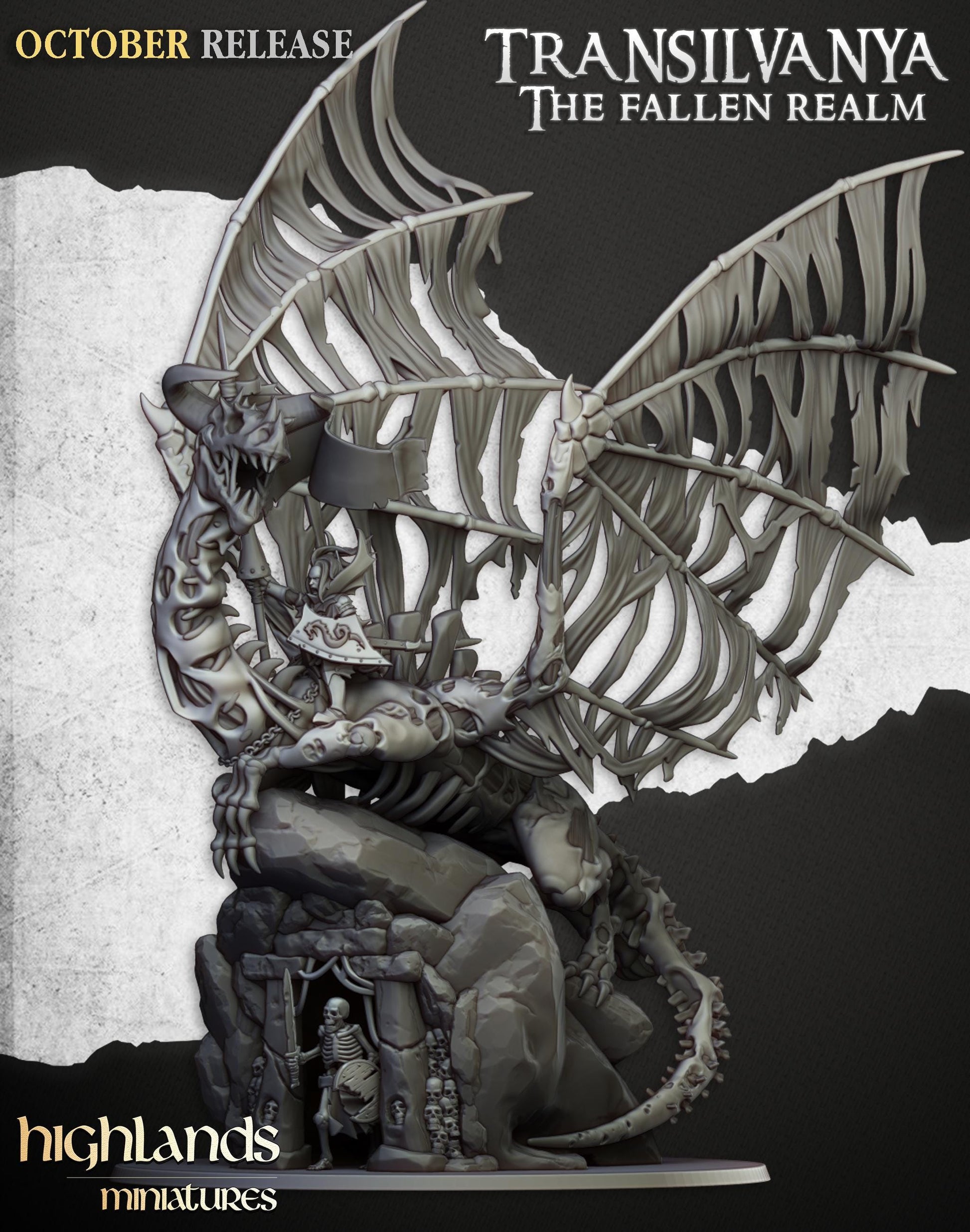Highland Miniatures Transilvanya Vampire Lady on Zombie Dragon - Fantasy / D&D (Custom Order) - product image 1 of 5