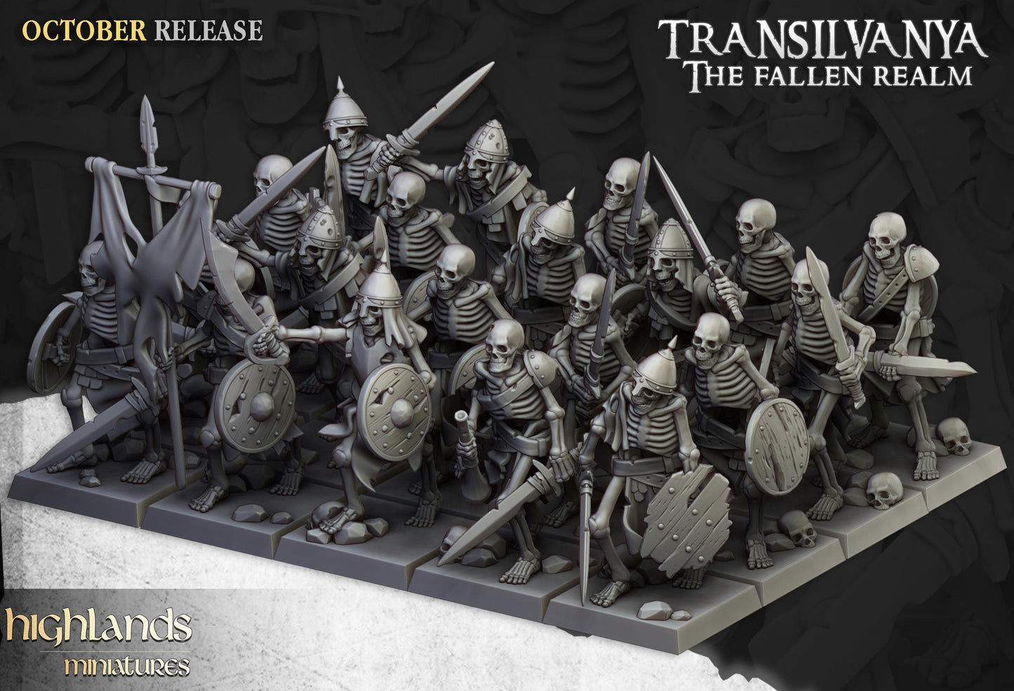 Highland Miniatures Transilvanya Skeleton Warriors with Swords Unit - Fantasy / D&D (Custom Order) - product image 1 of 2