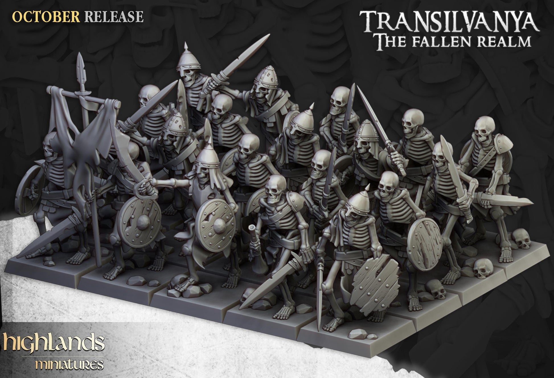 Highland Miniatures Transilvanya Skeleton Warriors with Swords Unit - Fantasy / D&D (Custom Order) - product image 1 of 2