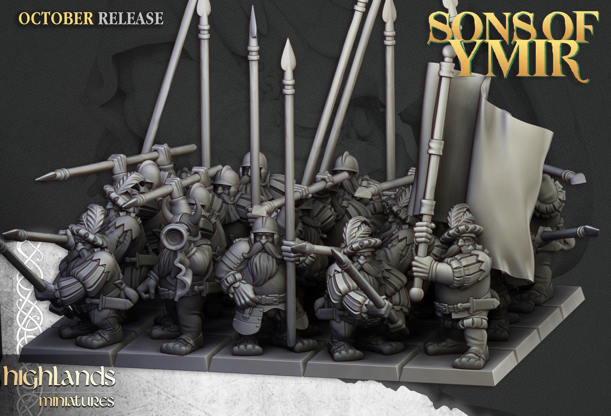 Highland Miniatures Dwarf Pikemen Unit - Fantasy / D&D (Custom Order) - product image 2 of 3