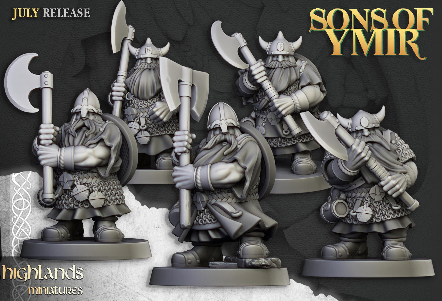 Highland Miniatures Dwarf Warriors Two Handed Unit - Fantasy / D&D (Custom Order) - product image