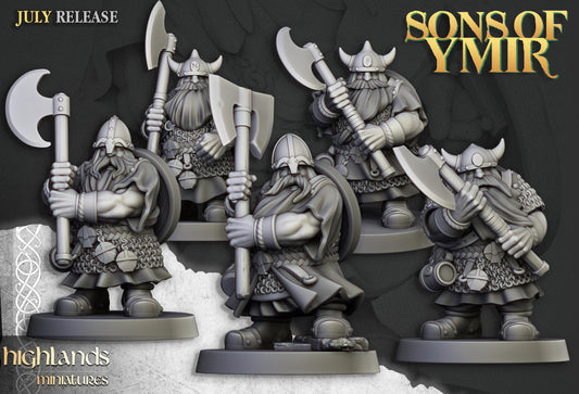 Highland Miniatures Dwarf Warriors Two Handed Unit - Fantasy / D&D (Custom Order) - product image