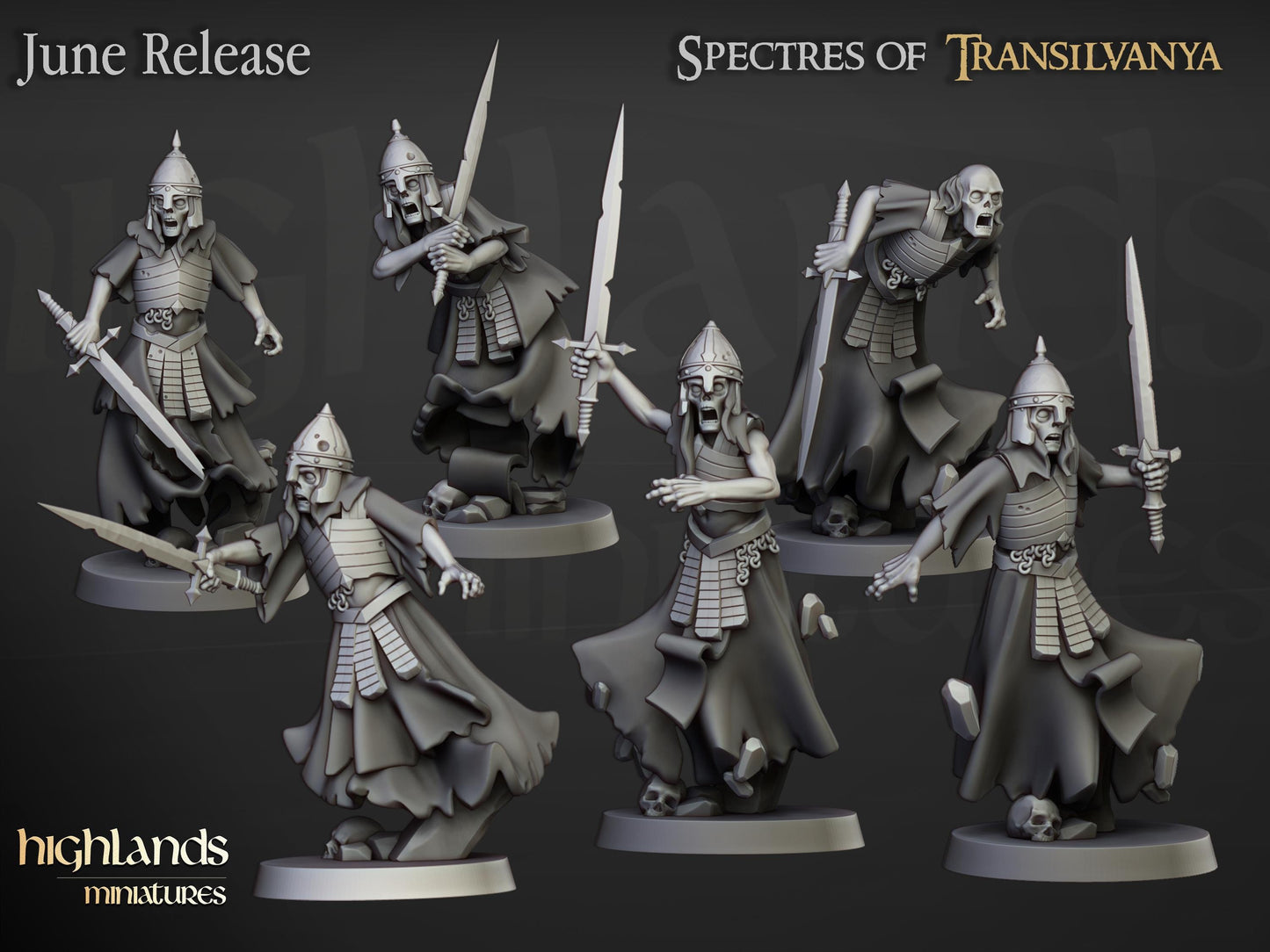 Highland Miniatures Transilvanya Skeleton Warriors with Two Handed Weapons - Fantasy / D&D (Custom Order) - product image