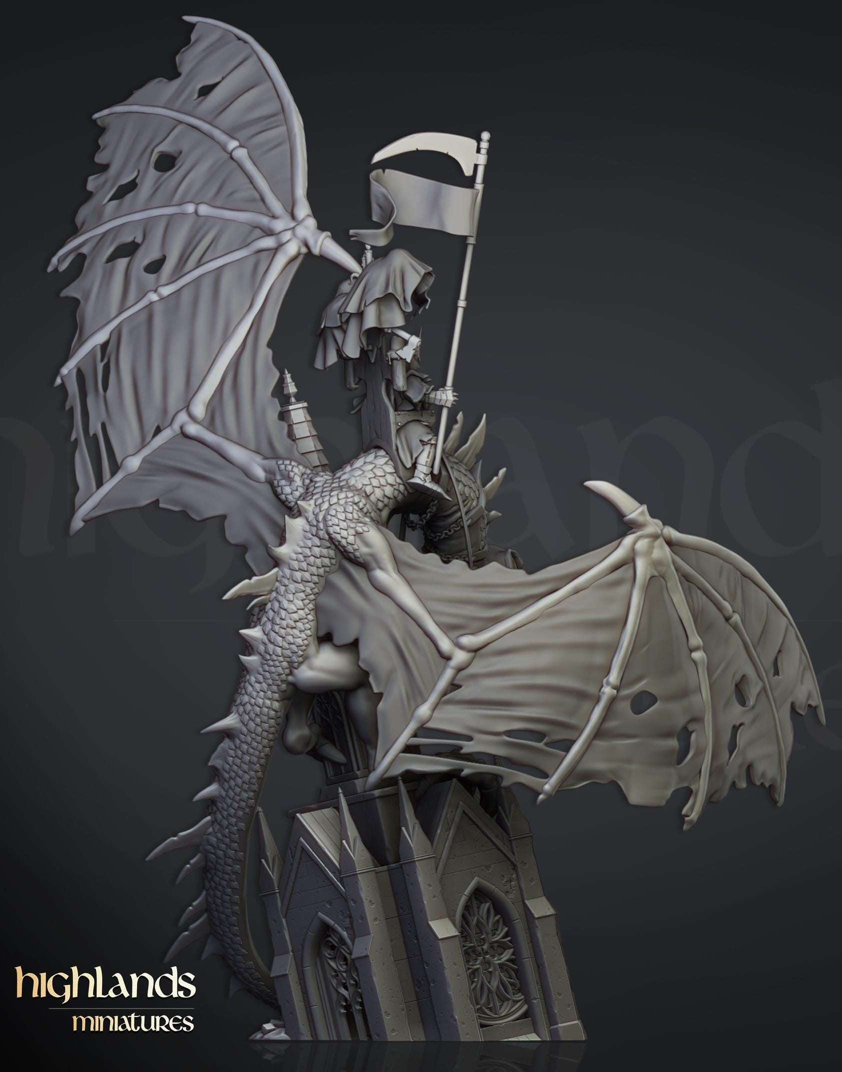Highland Miniatures Transilvanya Ezekiel, Lord Necromancer on Flying Monster - Fantasy / D&D (Custom Order) - product image 4 of 4