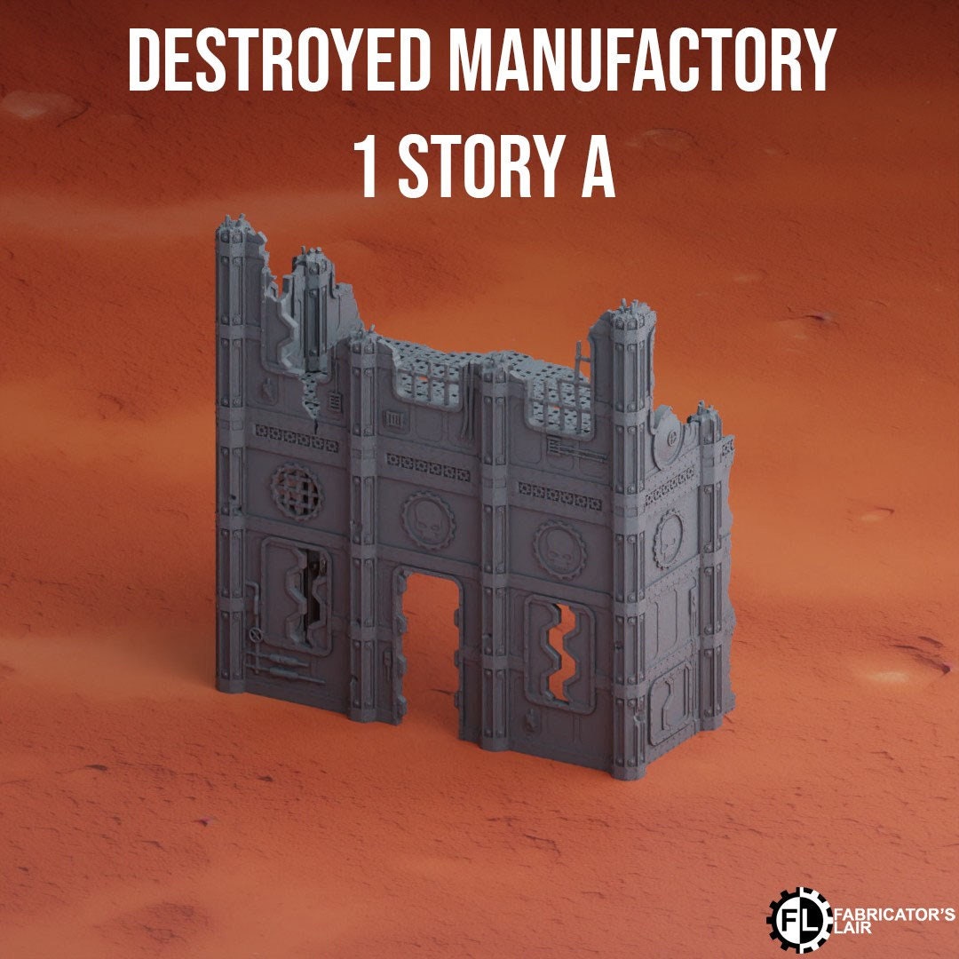 Damaged Manufactory Wargaming Terrain 28mm - Printed on FDM Bambu Lab X1 Carbon (Custom Order) - product image 1 of 8