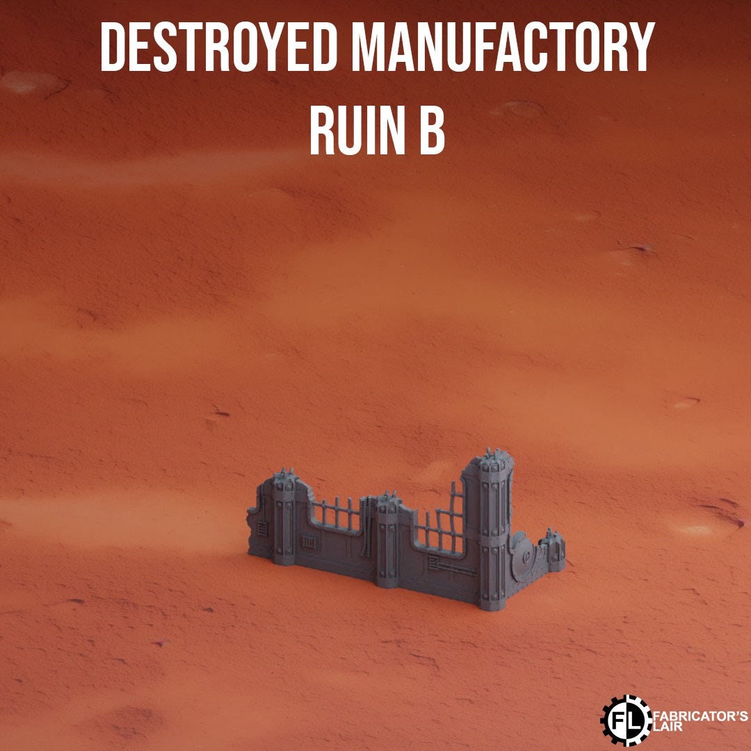 Damaged Manufactory Wargaming Terrain 28mm - Printed on FDM Bambu Lab X1 Carbon (Custom Order) - product image 7 of 8