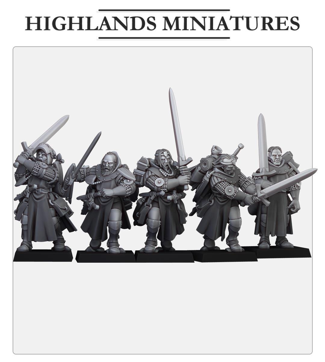 Highland Miniatures Dismounted Questing Knights x5 - Fantasy / D&D (Custom Order) - product image