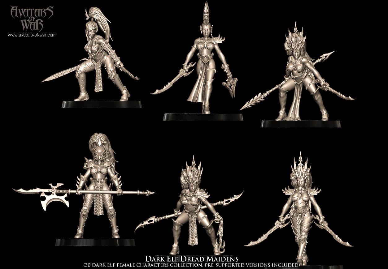 Avatars of War Dark Elf Dread Maidens - Fantasy / D&D (Custom Order) - product image 4 of 6