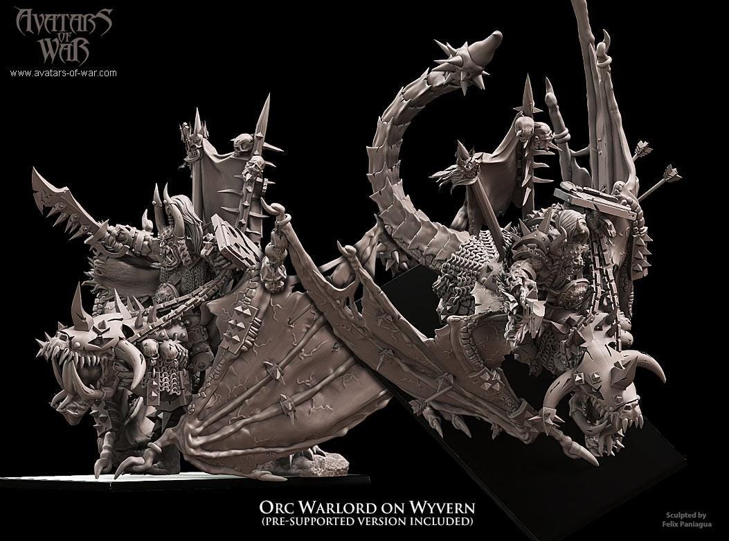 Avatars of War Orc Warlord mounted on Wyvern - Fantasy / D&D (Custom Order) - product image 3 of 4